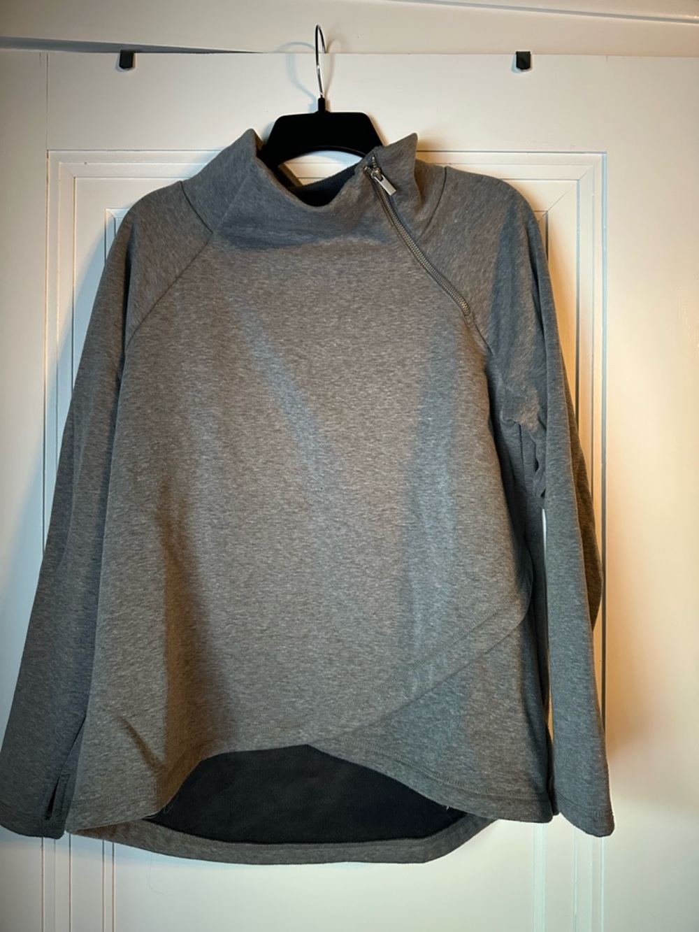 MTA Sport Gray Asymmetrical Zip Pullover Hoodie
